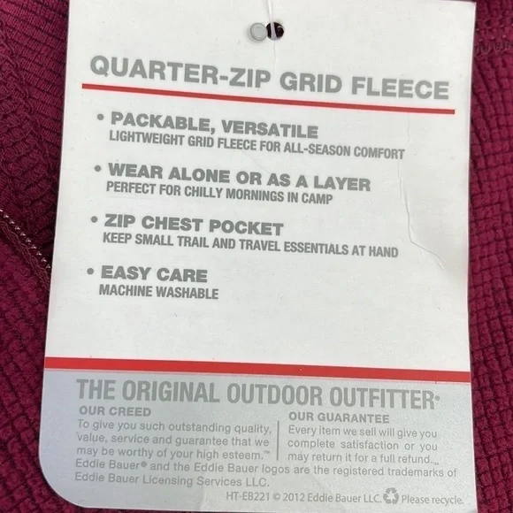 Eddie Bauer Women's 1/4 zip Grid Fleece Top - Burgundy Red - Picture 4 of 6